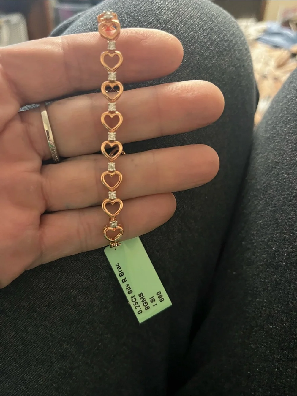 Rose Gold Heart Link Bracelet with natural diamonds